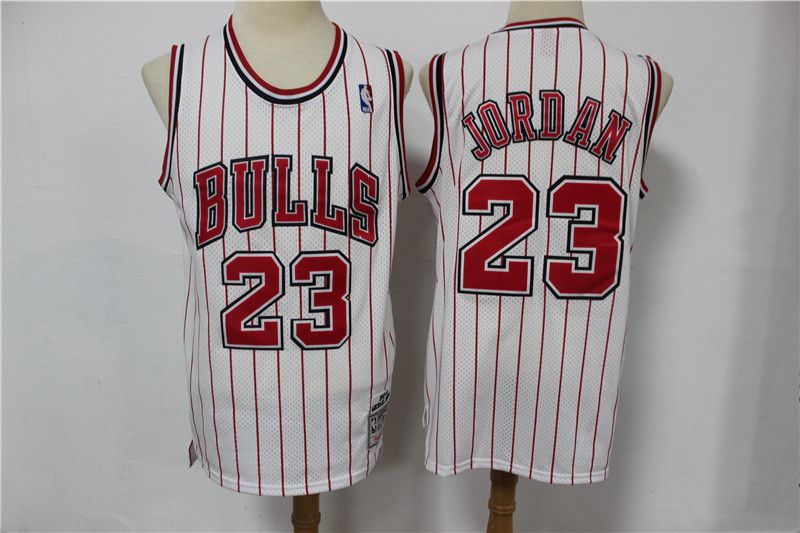 Cheap Men Chicago Bulls 23 Jordan white red stripe Classic retro Limited Edition NBA Jerseys